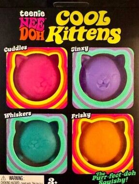 NEEDOH Cool Kittens - Pink, Purple, Teal, Orange Squishy Toys 4 Pack